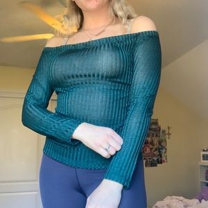 Green off the shoulder top